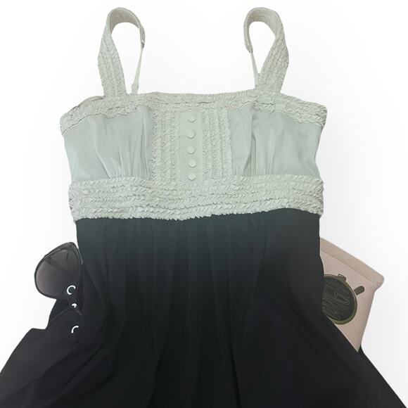 BCBGMAXAZRIA Maid Babydoll Y2K Mini Dress Ruffle Shirred Bubble Hem Coquette - Picture 9 of 12